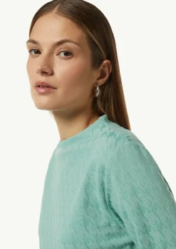 Jerseyshirt mit Hahnentrittmuster und Stehkragen