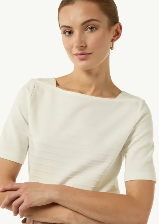 Jersey-Shirt mit U-Boot-Ausschnitt