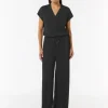 Jumpsuit in Wickel-Optik mit Metallic-Effekt