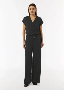 Jumpsuit in Wickel-Optik mit Metallic-Effekt