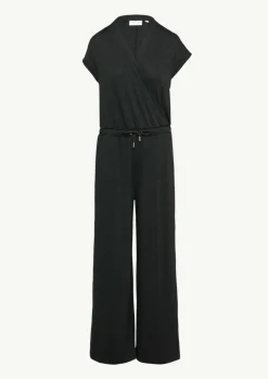 Jumpsuit in Wickel-Optik mit Metallic-Effekt
