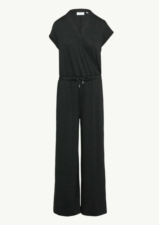 Jumpsuit in Wickel-Optik mit Metallic-Effekt