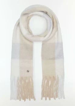 Karierter Strickschal mit Fransen