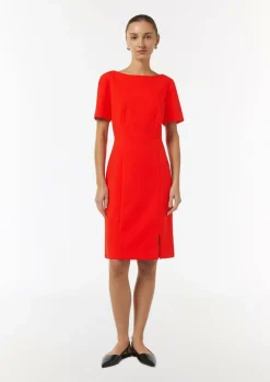Kleid mit Bateau-Ausschnitt und verdecktem Reißverschluss