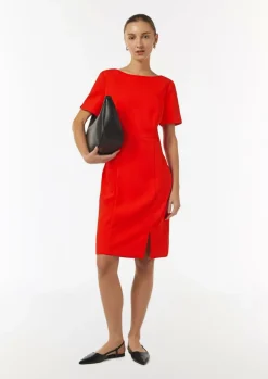 Kleid mit Bateau-Ausschnitt und verdecktem Reißverschluss