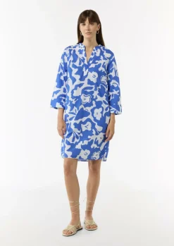 Kleid mit Tunika-Ausschnitt und All-over-Print