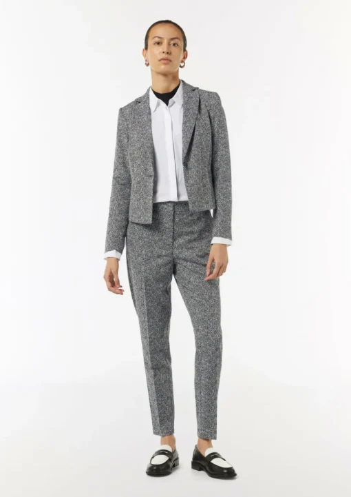 Knöchellange Jacquard-Hose mit Herringbone-Muster