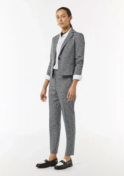 Knöchellange Jacquard-Hose mit Herringbone-Muster