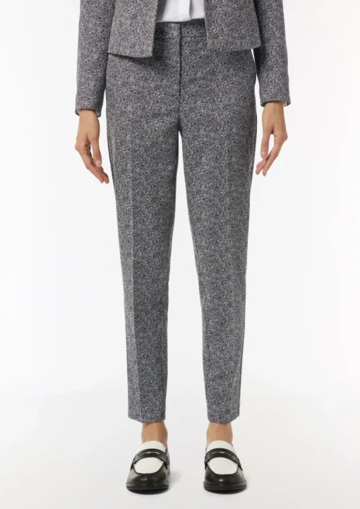 Knöchellange Jacquard-Hose mit Herringbone-Muster