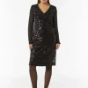 Kurzes Paillettenkleid mit Chiffon-Ärmeln