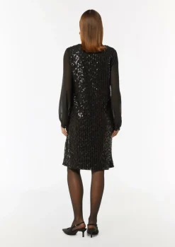 Kurzes Paillettenkleid mit Chiffon-Ärmeln