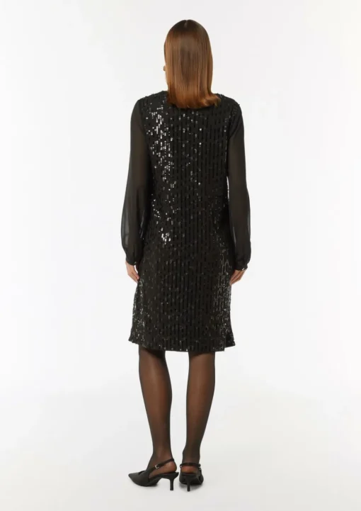 Kurzes Paillettenkleid mit Chiffon-Ärmeln