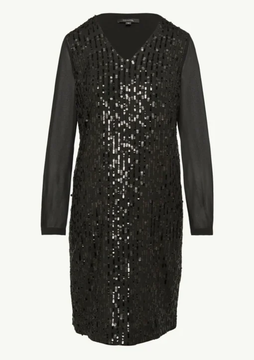 Kurzes Paillettenkleid mit Chiffon-Ärmeln