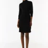Kurzes Rippstrickkleid mit Turtleneck