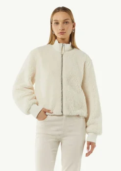 Kuscheliger Teddy-Blouson mit Rippbündchen
