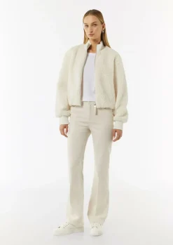 Kuscheliger Teddy-Blouson mit Rippbündchen