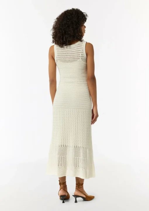 Langes Pointelle-Kleid mit verstellbaren Trägern