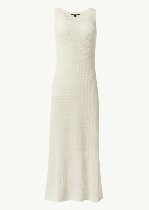 Langes Pointelle-Kleid mit verstellbaren Trägern
