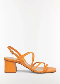 Leder-Sandalen mit Riemen und Blockabsatz