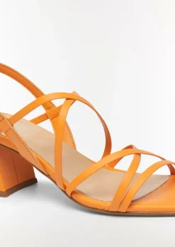 Leder-Sandalen mit Riemen und Blockabsatz