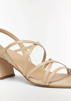Leder-Sandalen mit Riemen und Blockabsatz