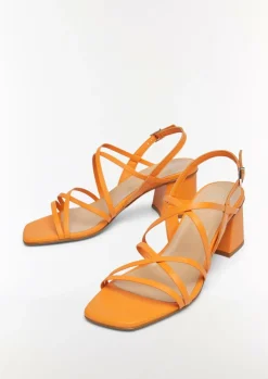 Leder-Sandalen mit Riemen und Blockabsatz