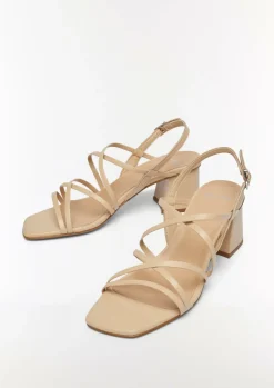Leder-Sandalen mit Riemen und Blockabsatz