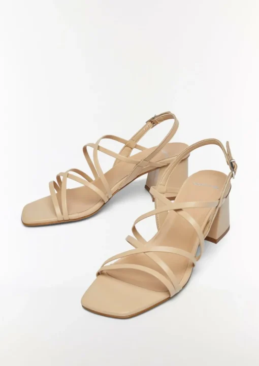 Leder-Sandalen mit Riemen und Blockabsatz