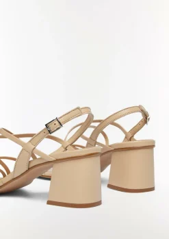 Leder-Sandalen mit Riemen und Blockabsatz