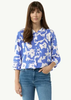 Lyocellbluse mit Faltendetail und 3/4-Ärmeln