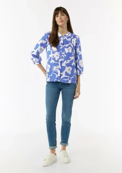 Lyocellbluse mit Faltendetail und 3/4-Ärmeln