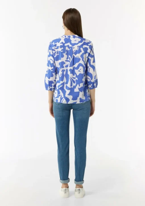 Lyocellbluse mit Faltendetail und 3/4-Ärmeln