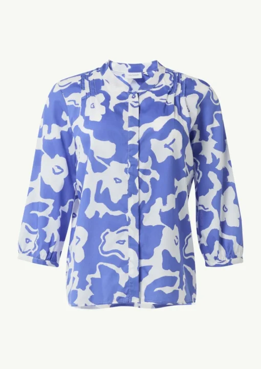 Lyocellbluse mit Faltendetail und 3/4-Ärmeln