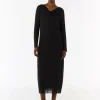 Mesh-Kleid im Slim Fit mit Wasserfall-Ausschnitt