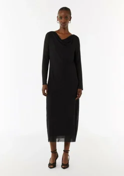 Mesh-Kleid im Slim Fit mit Wasserfall-Ausschnitt