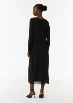 Mesh-Kleid im Slim Fit mit Wasserfall-Ausschnitt
