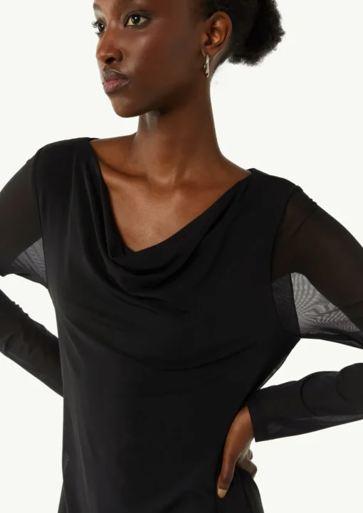 Mesh-Kleid im Slim Fit mit Wasserfall-Ausschnitt