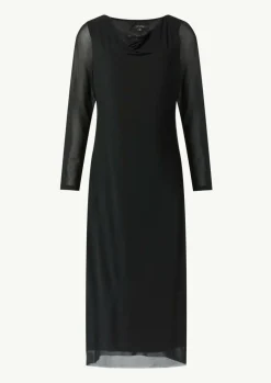 Mesh-Kleid im Slim Fit mit Wasserfall-Ausschnitt