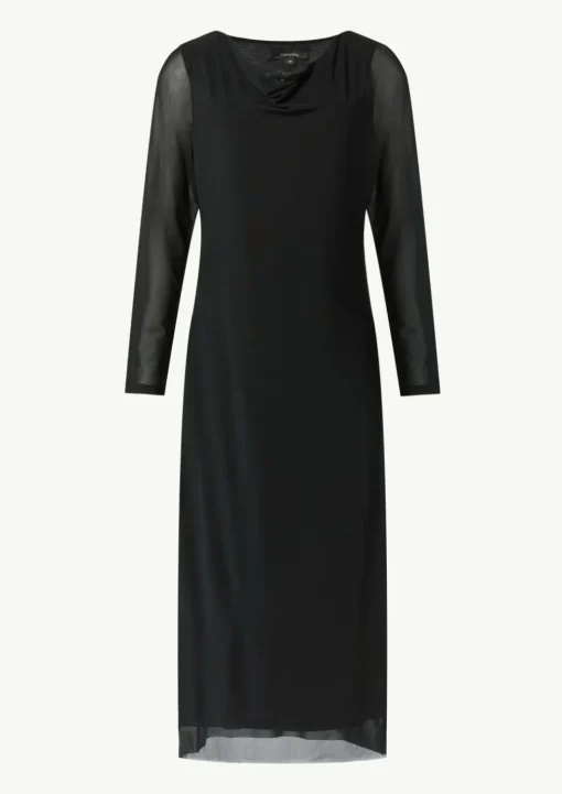 Mesh-Kleid im Slim Fit mit Wasserfall-Ausschnitt