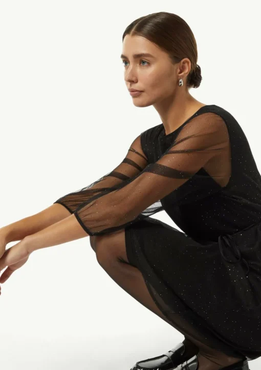Mesh-Kleid mit Metallic-Effekt