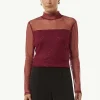 Mesh-Longsleeve mit Glitzer-Details