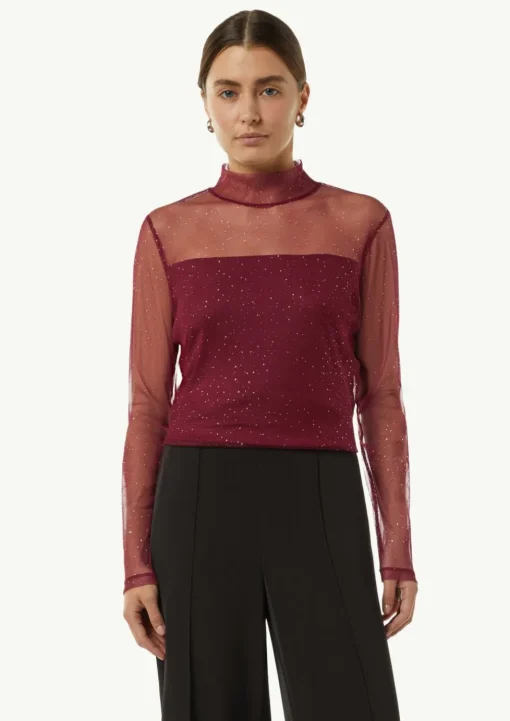 Mesh-Longsleeve mit Glitzer-Details