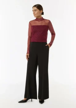 Mesh-Longsleeve mit Glitzer-Details