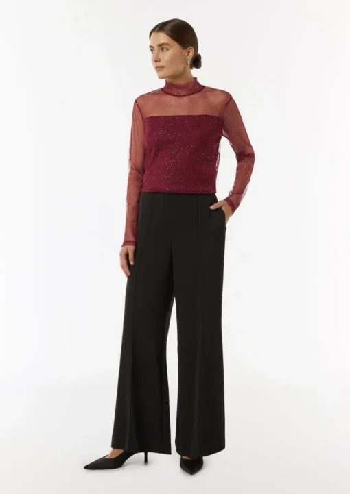 Mesh-Longsleeve mit Glitzer-Details