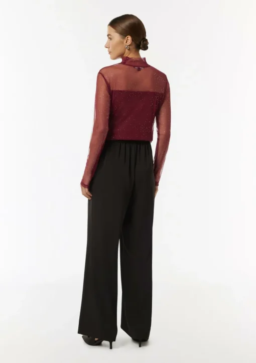 Mesh-Longsleeve mit Glitzer-Details