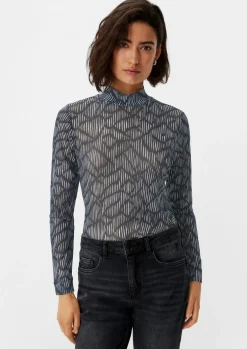 Mesh-Longsleeve mit Stehkragen