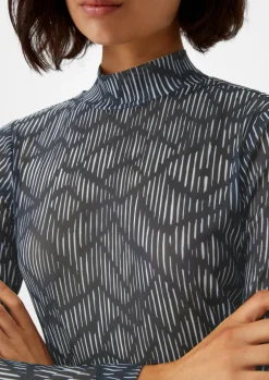 Mesh-Longsleeve mit Stehkragen