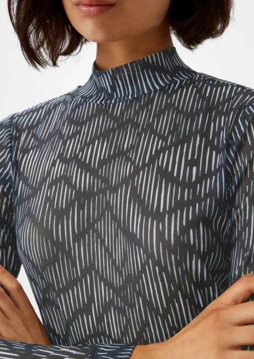 Mesh-Longsleeve mit Stehkragen