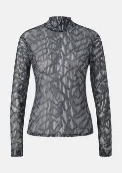 Mesh-Longsleeve mit Stehkragen