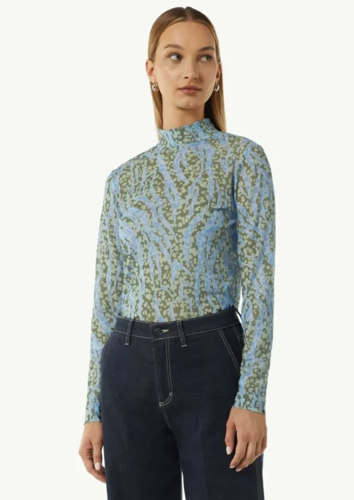 Mesh-Shirt mit Stehkragen